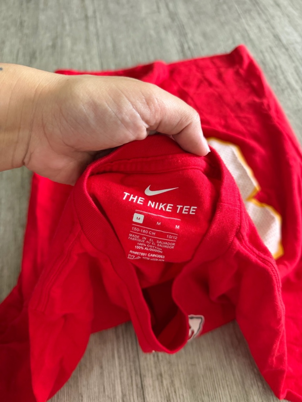 Nike Kids Red Short Sleeve Tee with White & Gold 87 Graphic - Picture 3 of 3